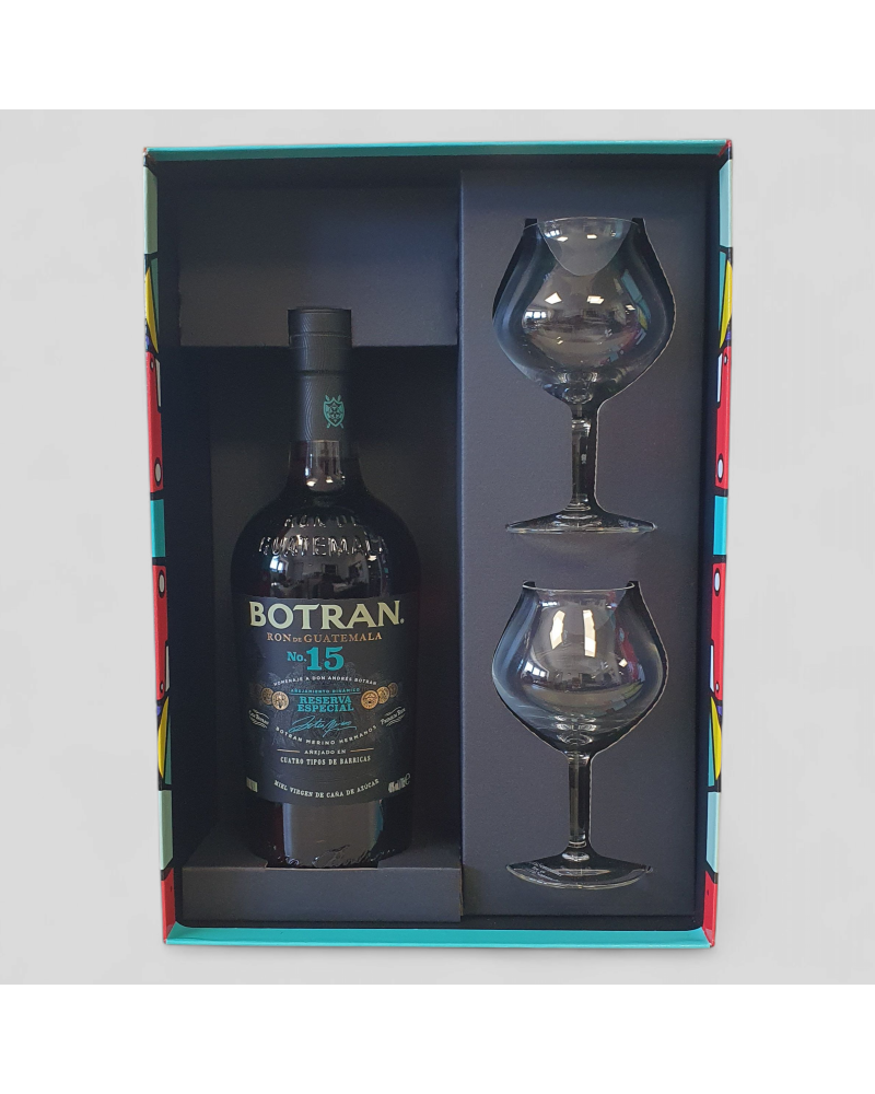 Coffret Rhum Botran 40° 70cl + 2 verres
