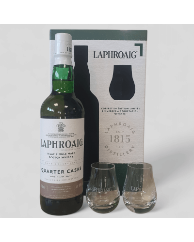 Coffret Whisky Laphroaig Quarter Cask 70cl + 2 Verres