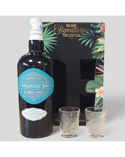 Coffret Rhum Island Turquoise Bay 40° 70cl 2 Verres