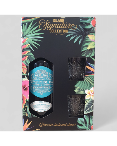 Coffret Rhum Island Turquoise Bay 40° 70cl 2 Verres
